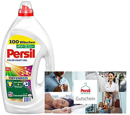10 € Persil Service Gutschein - Textilreinigung via Paketversand & Persil Color Kraft-Gel (100 WL), Flüssigwaschmittel mit Tiefenrein Technologie, Colorwaschmittel