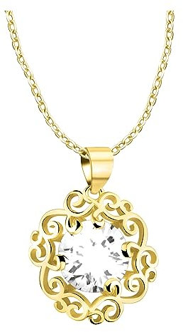 Sofia Milani - Collier pour Femme en Argent 925 - Plaqué Or - avec Pierre de Zircon - avec Pendentif en Forme de Fleur Ornement - N0645