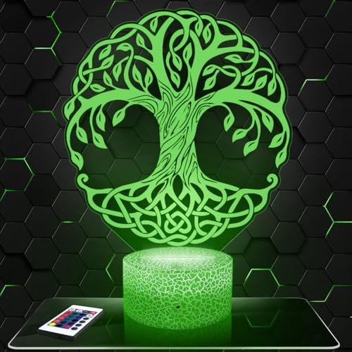 Lampada Led 3D Albero della Vita decorazione Meditazione Zen Porta Fortuna. Idea regalo uomo donna oggetto Albero della Vita luce notturna adulto decorazione camera. Idea regalo natale