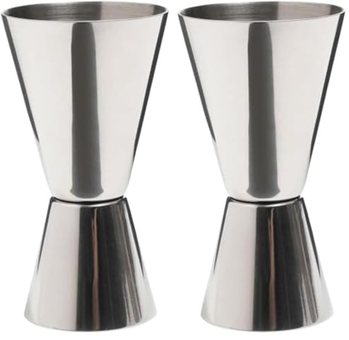 BarCraft Cocktail Jigger Dual Spirituosen Messbecher, Edelstahl, 25ml/50ml (Packung mit 2)