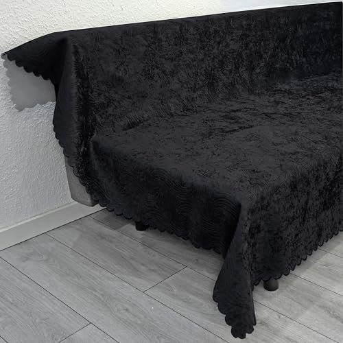 Sofaüberwurf Rutschfest Schwarz (165 x 205 cm) BÜGELFREI, Elastisch - Sofaschutz speziellen Antirutsch-Rücken - Sofaschoner Sitzfläche- Couchdecke Überwurf Rutschsicher - Sofa Überwurfdecke