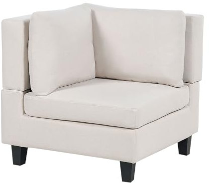 Beliani Modernes Eckmodul Stoffbezug Leinenoptik in Beige Eckteil zum Sofa Unstad