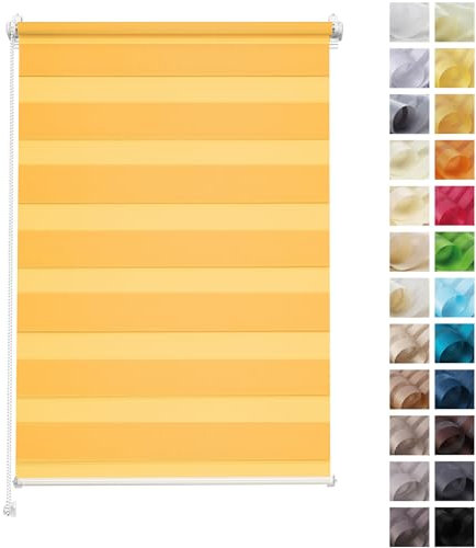 Rettika Doppelrollo ohne Bohren, klemmfix - Orange, Breite: 55cm, Höhe 120 - Rollos für Fenster ohne Bohren, Fenster rollos für innen, Duo Rollo