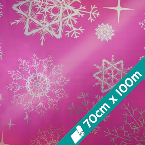 1 Rolle Weihnachts-Geschenkpapier Midnight Snow Violett 70cmx100m | Geschenkpapier für Weihnachten