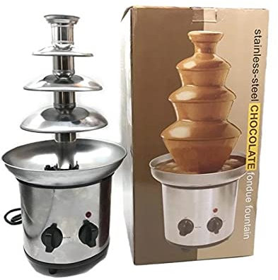 AINITAIFENG Machine à Fontaine à Chocolat à 4 Niveaux en Acier Inoxydable, capacité de 1,8 kg, Tour de Fusion en Cascade pour Fondue au Chocolat, température réglable, réglage Rapide