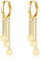 Loutade Silver Chain Hoop Earrings for Women, 925 Sterling Silver Tassel Chain Hoop Earrings with Flat Disc Dangling, Hypoallergenic Gold CZ Drop Hoop Earrings with Long Tassel Chain Dangle Earrings