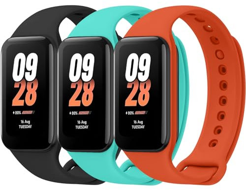 Tobfit 3 Piezas Correa Compatible con Xiaomi Smart Band 8 Active para Mujer Hombre, Silicona Suave Correas, Pulsera de Repuesto Deportiva Impermeable para Xiaomi Smart Band 8 Active Correa