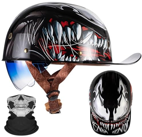 Motorrad Halbhelm Halbschalenhelm Baseballmütze-Helm ECE-Zulassung Motorradhelm Baseball Cap Blaue GläSer Mit Farbverlauf Mit Atmungsaktiven Poren Schnellverschluss M-2XL 57-64CM