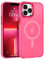 DUEDUE Cover Magnetica per iPhone 13 Pro Max 6.7[Compatibile con MagSafe], Custodia Opaca per iPhone 13 Pro Max Case con Pulsante metallico Ultra-Sottile TPU Silicone Anti-Scivolo, Rosa rossa