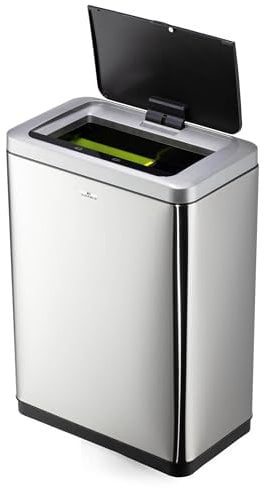 Durable Sensor Mülleimer NO TOUCH DUO 2x20L, Mülltrennsystem mit zwei herausnehmbaren Inneneimern, silber, 342423