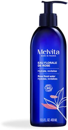 Melvita - Eau Florale de Rose Revitalisante - Lotion Tonique Hydratante et Rafraîchissante - Rosa Damascena, 100% Naturelle - Adaptée à Tous Types de Peau - Flacon 400 ml