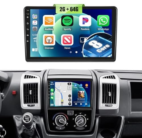 2G+64G 8Core CAMECHO Android 13 Autoradio für FIAT Ducato3/Peugeot Boxer/Citroen Jumper mit Navi Carplay Android Auto,9-Zoll Bildschirm Doppel Din Autoradio mit Bluetooth RDS 32EQ DSP Mirror Link