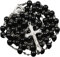 Kuesn 8mm Pearl Rosary Beads Catholic Necklace Glass Beads Necklace with Crucifix Charms Long Rosary Beads Prayer Beads Catholic for Women Gifts (Black)