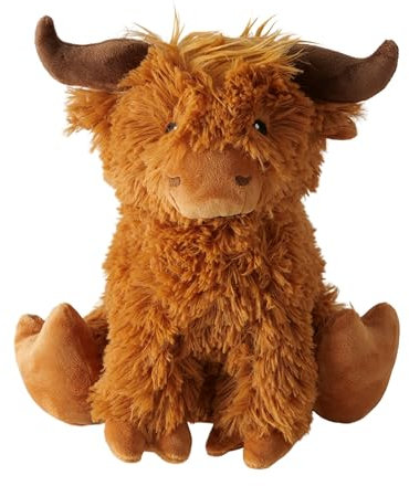 WHW Whole House Worlds Cow Door Stop, Shaggy Brown Plush Fabric, Black Eyes, Polyester, Sand Filling, Weighted Prop, 9 H inches, 2.25 lbs.