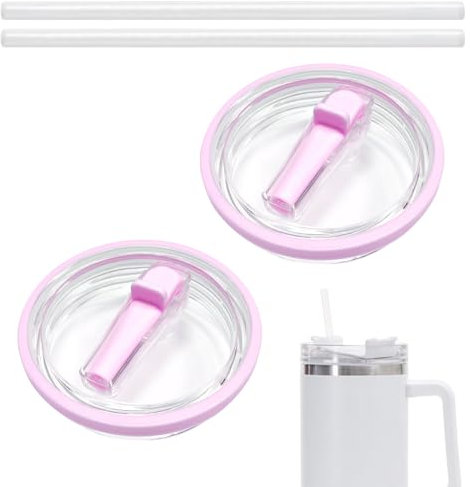 Vordpe 2 coperchi di ricambio per Stanley da 40 oz, con flip straw, riutilizzabili a prova di perdite, coperchio di ricambio (viola chiaro)
