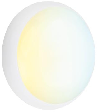 paul russells LED Ceiling & Wall Outdoor Light 2D Bulkhead Switch Wattage 15W/18W/22Watt 3CCT Switchable Colour Round White IP65 Weatherproof, 1 Pack