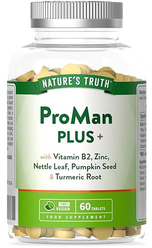 ProMan+ Supplement for Men | Pumpkin Seed, Nettle Leaf, Vitamin B2, Zinc and Turmeric Root Complex | 60 Vegan Tablets | by Nature's Truth