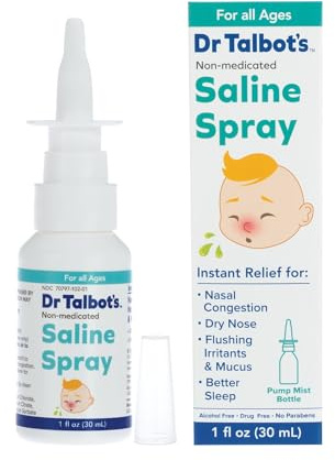 Dr. Talbot's Baby Saline Spray for Nasal Congestion, Dry Nose, and Mucus Flushing Relief - 1 fl oz - Gentle Pump Mist for All Ages