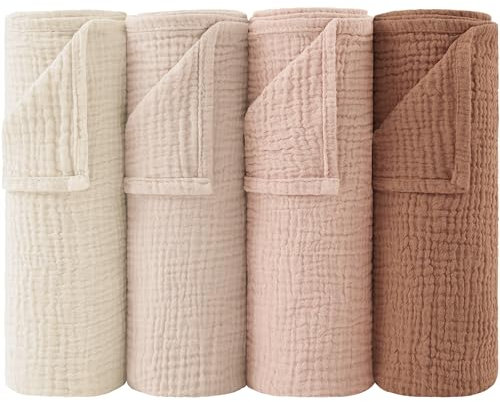 Bearmoss Moltontücher Baby 100% Baumwolle Weiche Spucktücher Baby,Atmungsaktiv und Extrem Saugfähig Musselin Tuch für Saugstark Mulltücher 4er 60x60cm (Orange)