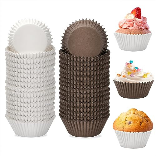 Mini Moldes de Papel, 400 Piezas Papel para Cupcakes Muffins Hornear Magdalenas, resistentes a la grasa, desechables, Molde Muffin Cases para Pastelería, Tarta, Cumpleaños, Bodas, Fiesta, Navideñas
