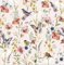 CHDITB Watercolor Floral Birds Wallpaper Self Adhesive,Butterfly Flower Wildflower Wallpaper Peel And Stick(44x300cm)Boho Botanical Wall Stickers,Pink Flowers Stickers for Bedroom Living Room Cabinets