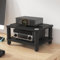 Cd Regals Holz Klein und Einfachs Mit Stoßdämpfender Basis HiFi Rack，Geeignet für Wohnzimmer, Schlafzimmer und Büro(Black,50 * 40 * 23cm)