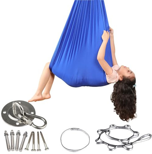 Swing sensorial de Doble Capa de Terapia de Hamaca Suave de la Hamaca Suave (Azul Oscuro)
