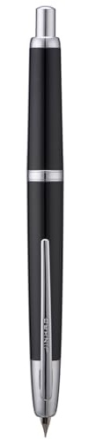 Jinhao 20 Series Press Fountain Pen, Piano Black Retractable Fine Nib with Ink Converter Set (Silver Clip)