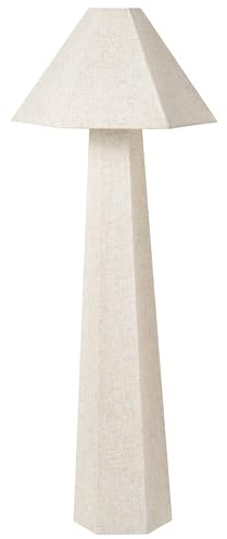 Beliani Stehlampe Hellbeige Kunstleinen Minimalistisch Moderne Stehleuchte | Stoff, Beige, 1 Leuchtmittel, E27 Fassung, Kabellänge 215 cm, 100% Leinen, 35 x 35 x 104 cm