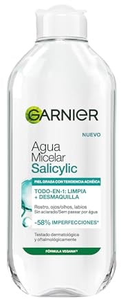 Garnier Salicylic Mizellenwasser mit Salicylsäure, 58% Unvollkommenheiten, alles in 1: reinigt und entfernt Make-up, für fettige Haut, dermatologisch und augenärztlich getestet, 400 ml