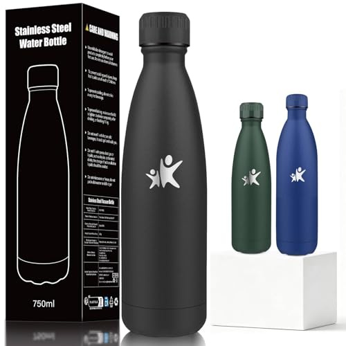 Botella Termica 750ml, Botellas Termicas, sin BPA, Garrafa Termica, A Prueba de Fugas, Termo Agua Fria, Aislamiento al Vacío, Cantimplora Infantil, Cantimplora para Escuela, Cámping, Oficina