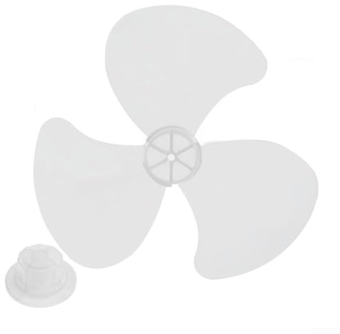 16-inch Three-Blade Transparent Low Noise Plastic Fan Blade, High Temperature Resistance, Lightweight Replacement Blades with Nut Cap for Floor, Table and Electric Fans, White