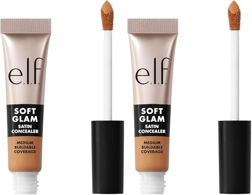 e.l.f. Soft Glam Satin Concealer, mittlere Deckkraft für Unreinheiten und Augenpartie, setzt sich nicht ab, langanhaltend, vegan und tierversuchsfrei, 33 Medium Warm (Packung mit 2)