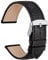 WOCCI 20mm Uhrenarmband Leder für Damen und Herren, Geprägtes Alligator, Silberne Schnalle (Schwarz)