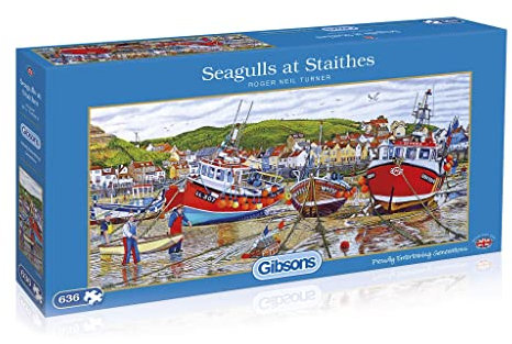 Seagulls at Staithes 636 Piece Jigsaw Puzzle | Sustainable Puzzle for Adults | Premium 100% Recycled Board | Great Gift for Adults | Gibsons Games