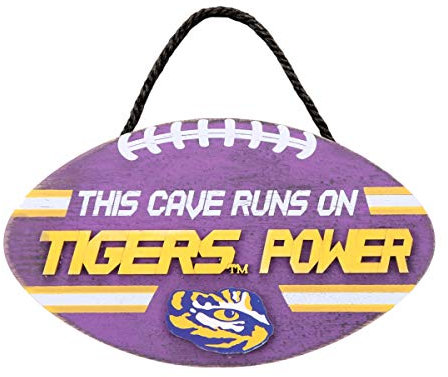 FOCO Unisex-Erwachsene Football LSU Tigers Schild Holz Fußball Power, Teamfarben, Einheitsgröße