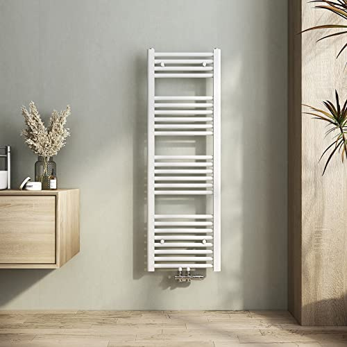 Heilmetz Weiß Badheizkörper 400 x 1200 mm Handtuchtrockner 427 Watt Leistung Heizkörper Bad Mittelanschluss Handtuchheizkörper