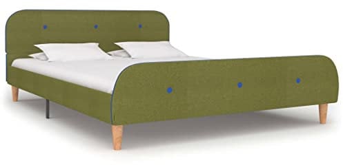 vidaXL Polsterbett Klassisch Stoffbett Bett Ehebett Doppelbett Bettgestell Bettrahmen Lattenrost Schlafzimmerbett Grün Stoff 140x200cm