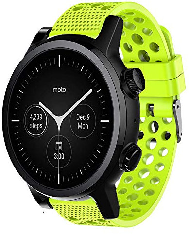 LvBu Armband Kompatibel Für Moto 360 3.gen, Sport Silikon Classic Ersatz Uhrenarmband Für Motorola Moto 360 3. Generation Smartwatch (Grün)