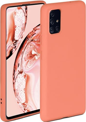 ONEFLOW Coque Souple Compatible avec Samsung Galaxy A51, Coque en Silicone, Bord surélevé pour la Protection d'écran, Double Couche, Coque Souple pour téléphone - Orange Mat