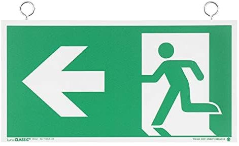 notlok Safety Work - Panneau Sortie de Secours [ 30 x 15 cm ] | Panneau photoluminescent en PVC avec kit de montage pour fixation au plafond | Bloc Secours, Issue d'urgence, Panneaux de Sécurité