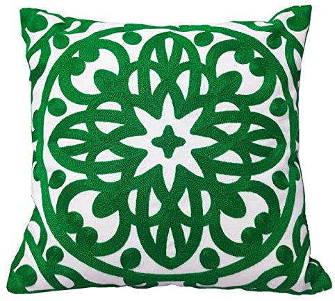 Alysheer Bestickte dekorative Zierkissenbezug 18x18 Zoll, 100% Baumwolle Leinwand Gemütlich Warm Strickmuster Kissenbezug für Sofa Sofa Wohnzimmer Büro Urlaub Dekor Geschenke (Happy
