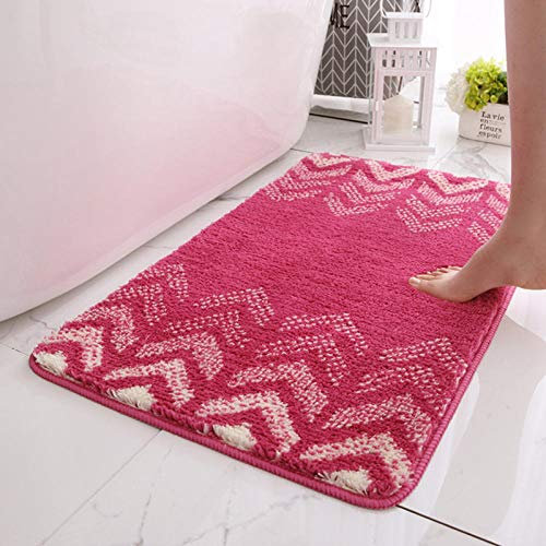 Tapis de Bain Rose Rouge Blanc Tapis Salle de Bain Moelleux Microfibre Tapis de Salle de Bain Absorbant Tapis Bain Lavable Machine Tapis Antidérapant Baignoire Epais 50x80cm