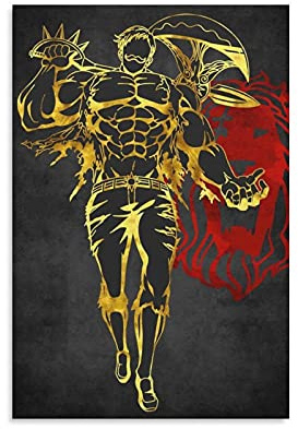 Wandkunst Dekor Escanor Sieben tödliche Sünden Leinwandposter Schlafzimmer Büro Zimmer Dekor Geschenk Dekor Druck Bild Gemälde für Wohnzimmer Schlafzimmer Dekoration 20 x 30 cm
