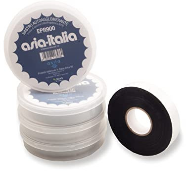 Nastro in EPR metri 9,1 x 19 mm autoagglomerante auto-vulcanizzante per riparazione (acqua, aria) Nastro isolante e nastro di tenuta, largo 19 mm colore nero