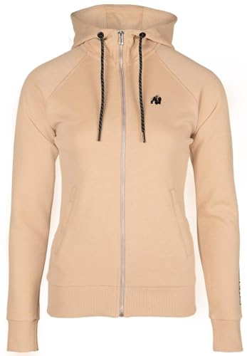 Gorilla Wear - Marion Zipped Hoodie - Schwarz - Bodybuilding Sport Alltag Freizeit mit Logo Aufdruck leicht und bequem für optimale Bewegung aus Polyester Baumwolle