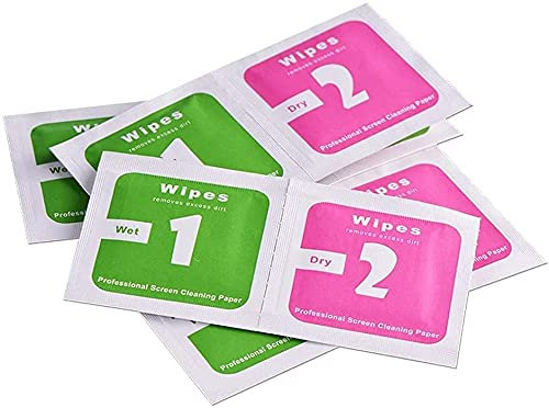 100 Stück (50 Satz) Trocken-Nass-Reinigungstücher Papier Staubentfernungspapiere LCD-Bildschirme für Kameraobjektive aus gehärtetem Glas