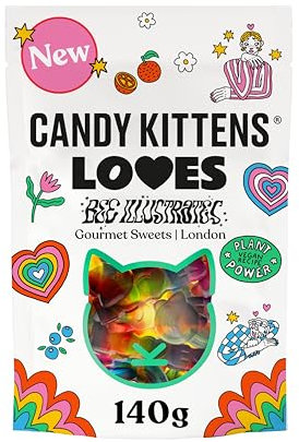 Candy Kittens Vegan Sweets – LOVES (140g, Pack of 1) – Fizzy Treats with No Nasties, Plant-Based Vegan Snack with Real Fruit Juice, Ideal for Pick and Mix or Sweets Gift Box