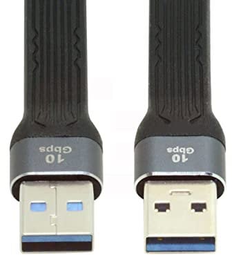 chenyang Cable corto USB 3.0, USB 3.1 3.0 tipo A macho a macho, cable de datos FPC plano delgado de 13 cm, 10 Gbps para laptop y escritorio