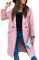 Onsoyours Femme Manteau à Col Montant Blazer Jacket Trench Coat Bouton de Mode Long Veste OL Vintage Chaud Manches Longues en Laine Cardigan Blouson Automne Hiver B Rose M